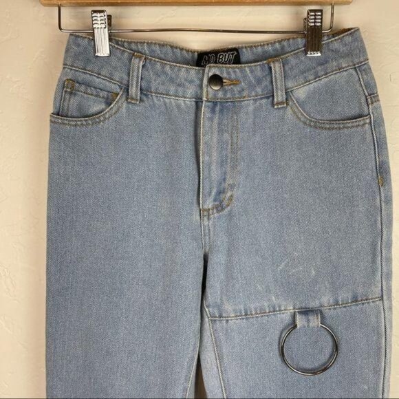 Mad‎ But Magic Kick Flare Jeans w/ Metal Rings Straight Leg High Rise Denim XS - Picture 3 of 9
